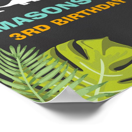 恐竜誕生日ウェルカムサインボ葉イパーティー ポスター (角)