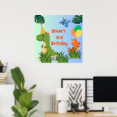 恐竜誕生日ウェルカムポスター – かわいいディノパーティー ポスター (ホームオフィス)