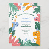 恐竜誕生日ガーデンパーティー 招待状 (正面/裏面)