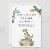 恐竜誕生日キッズパーティー 招待状 (正面)