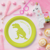 恐竜誕生日グリーン ペーパープレート (パーティー)