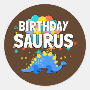 恐竜誕生日サウルスの男の子の家族マッチング ラウンドシール