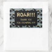 恐竜誕生日サンキューステッカー金ゴールド 長方形シール (バッグ)