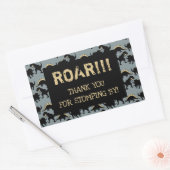 恐竜誕生日サンキューステッカー金ゴールド 長方形シール (封筒)