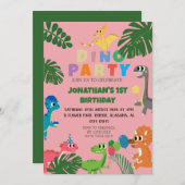 恐竜誕生日シンプルキュートファースト誕生日ベビー 招待状 (正面/裏面)