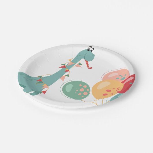 恐竜誕生日テーマ紙プレートDINO1 ペーパープレート (アングル)