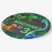 恐竜誕生日ディノトレックス先史時代の少年キッズ ペーパープレート (アングル)