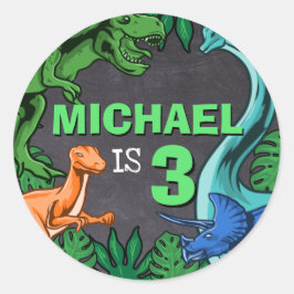 恐竜誕生日ディノトレックス先史時代の少年キッズ ラウンドシール