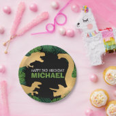 恐竜誕生日ディノトレックス先史時代の金ゴールドキッズ ペーパープレート (パーティー)