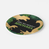 恐竜誕生日ディノトレックス先史時代の金ゴールドキッズ ペーパープレート (アングル)