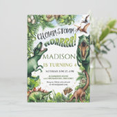 恐竜誕生日パティ招待状ボーイサファリディノ 招待状 (スタンド正面)