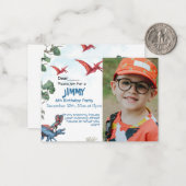 恐竜誕生日ボーイチャイルド招待状 ノートカード (正面/裏面インサイチュ)