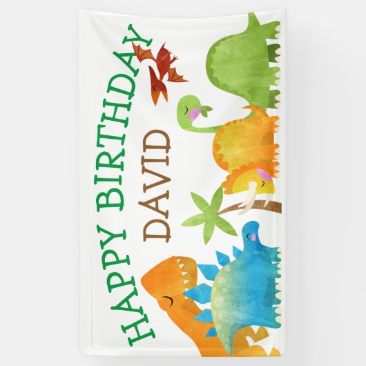 恐竜誕生日ボーイパーティーディノディノマイト 横断幕 (縦)