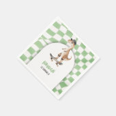 恐竜誕生日レトロTレックス 市松模様に スタンダードカクテルナプキン (角)