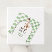 恐竜誕生日レトロTレックス 市松模様に フェイバータグ (インサイチュ)