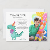 恐竜誕生日写真パーティーカスタム サンキューカード (正面)