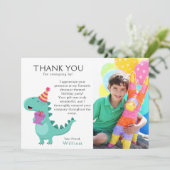 恐竜誕生日写真パーティーカスタム サンキューカード (スタンド正面)