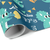 恐竜誕生日名年齢カスタム ラッピングペーパー (ロールコーナー)