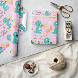 恐竜誕生日名年齢カスタム ラッピングペーパー