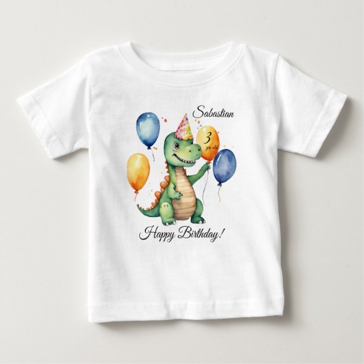 恐竜誕生日少年 ベビーTシャツ (正面)