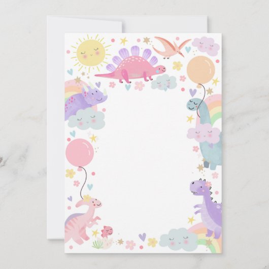 恐竜誕生日招待状ガールスリーレックス 招待状 (裏面)