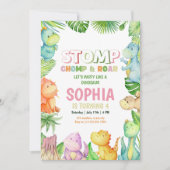 恐竜誕生日招待状ガールズディノ誕生日 招待状 (正面)