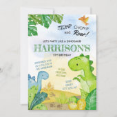 恐竜誕生日招待状ストンプ、チョンプ&ロール！ 招待状 (正面)