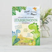 恐竜誕生日招待状ストンプ、チョンプ&ロール！ 招待状 (スタンド正面)