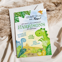 恐竜誕生日招待状ストンプ、チョンプ&ロール！ 招待状