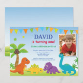 恐竜誕生日招待状ディノパーティー 招待状 (正面/裏面)