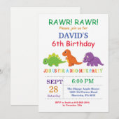 恐竜誕生日招待状ディノパーティー 招待状 (正面/裏面)