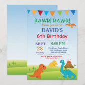 恐竜誕生日招待状ディノパーティー 招待状 (正面/裏面)