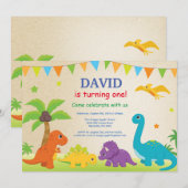 恐竜誕生日招待状ディノパーティー 招待状 (正面/裏面)