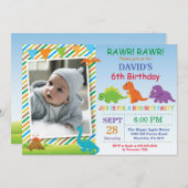 恐竜誕生日招待状ディノパーティー 招待状 (正面/裏面)