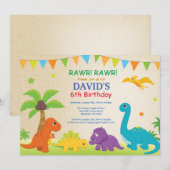 恐竜誕生日招待状ディノパーティー 招待状 (正面/裏面)