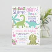 恐竜誕生日招待状パーティーのような恐竜 招待状 (スタンド正面)