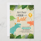 恐竜誕生日招待状フォーエバーワイルドディノパーティー 招待状 (正面)
