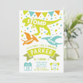 恐竜誕生日招待状モダンカラフル 招待状 (スタンド正面)