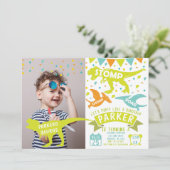 恐竜誕生日招待状モダン写真 招待状 (スタンド正面)