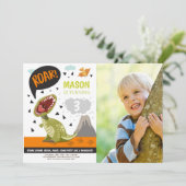 恐竜誕生日招待状ロアディノストンプチョンプ 招待状 (スタンド正面)