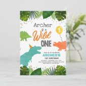 恐竜誕生日招待状ワイルドワンダチョウパーティー 招待状 (スタンド正面)
