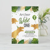 恐竜誕生日招待状ワイルドワンダチョウパーティー 招待状 (スタンド正面)