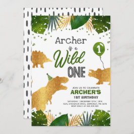 恐竜誕生日招待状ワイルドワンダチョウパーティー 招待状