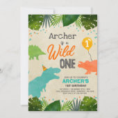 恐竜誕生日招待状ワイルドワン恐竜パーティー 招待状 (正面)