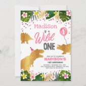 恐竜誕生日招待状ワイルドワン恐竜パーティー 招待状 (正面)