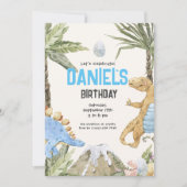 恐竜誕生日招待状子供の誕生日パーティー 招待状 (正面)