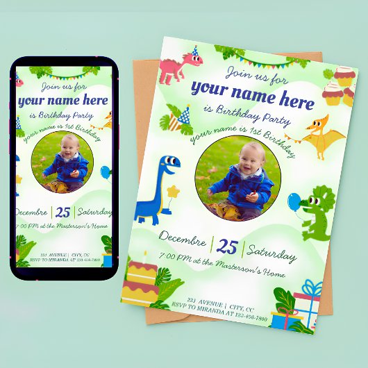 恐竜誕生日招待状子供へディノ招待状 招待状