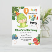 恐竜誕生日招待状少年1stかわいいディノ 招待状 (スタンド正面)