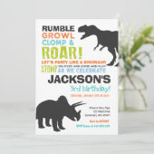 恐竜誕生日招待状恐竜の化石パーティー 招待状 (スタンド正面)