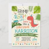 恐竜誕生日招待状恐竜の轟音パーティー 招待状 (正面)